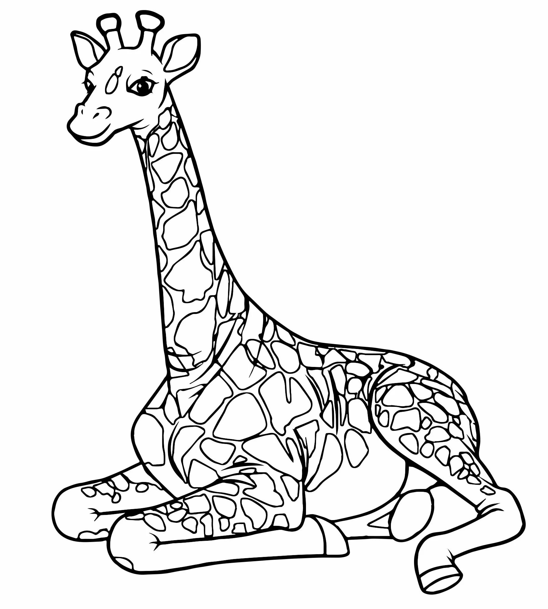 Раскраска сверкающий жираф для детей