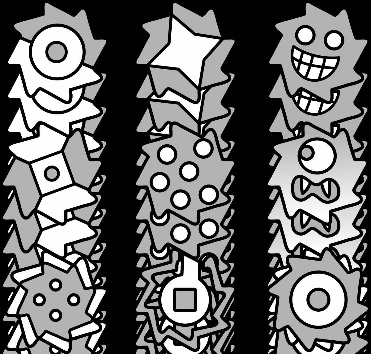 Attractive geometry dash cube coloring page