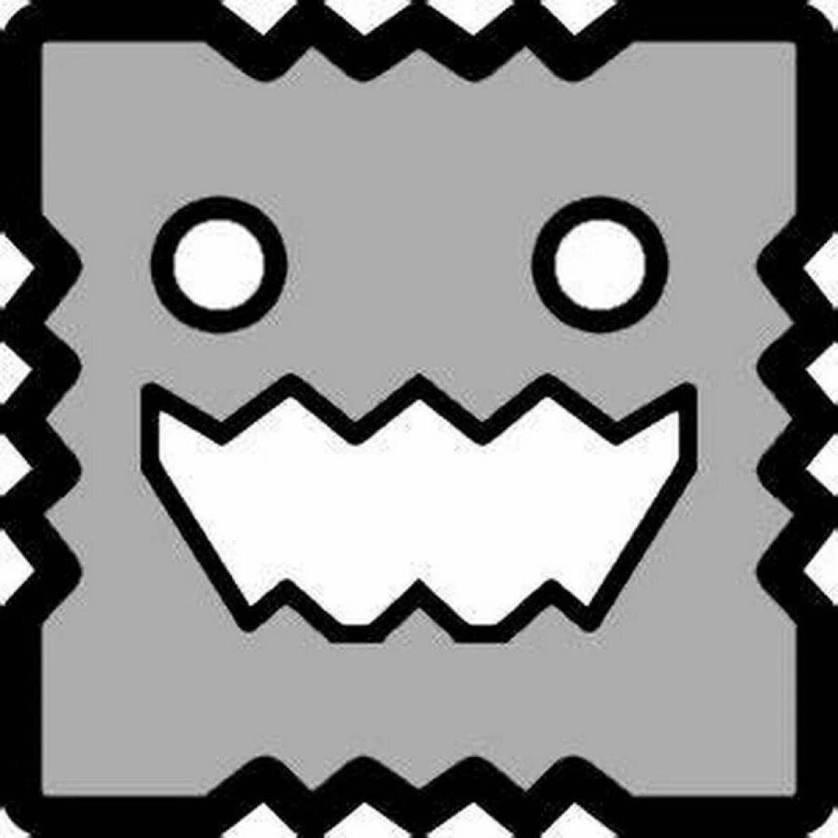 Charming geometry dash cube coloring page