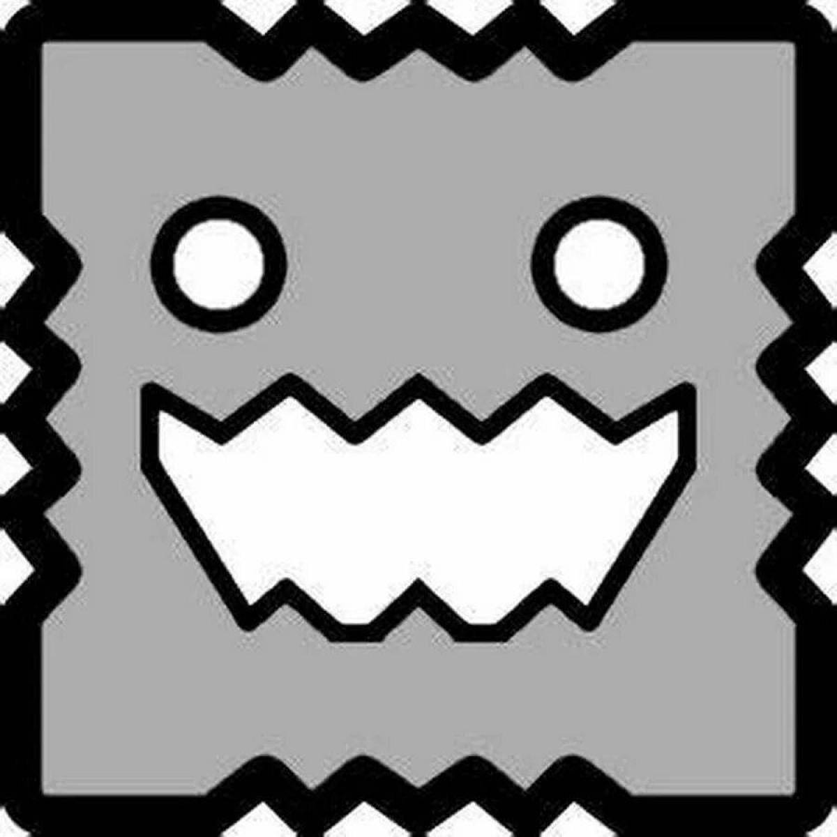 Charming geometry dash cube coloring page