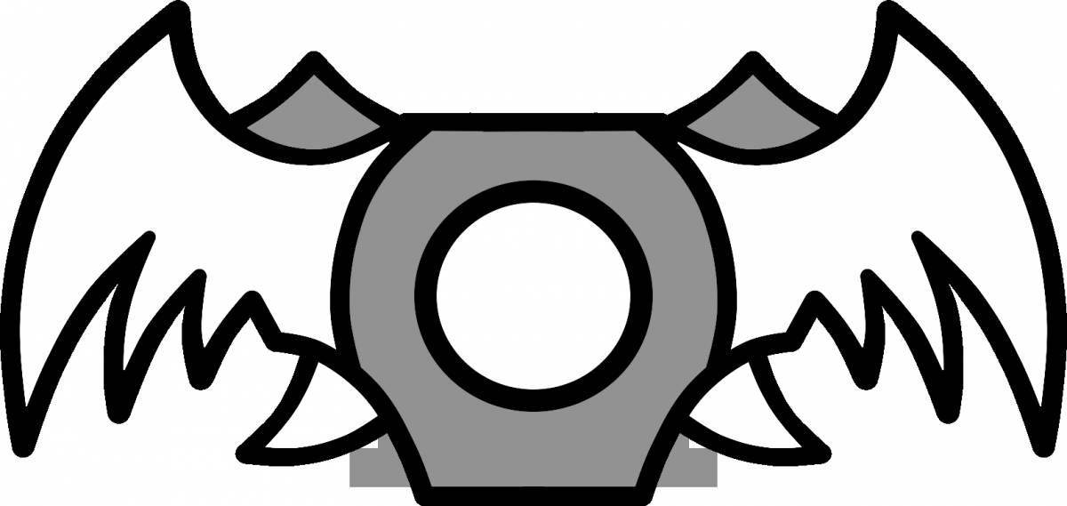 Coloring page of a cube with a geometric figure