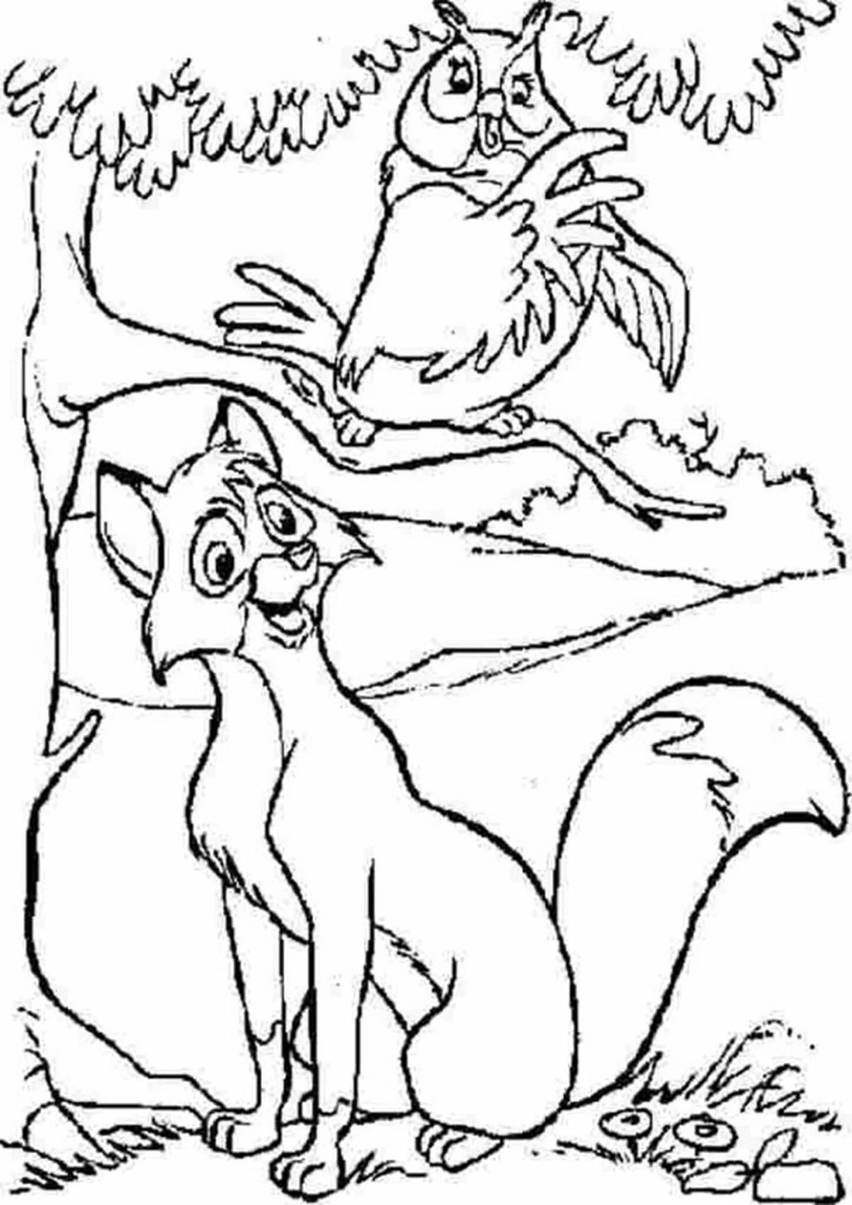 Delightful grouse and fox coloring pages