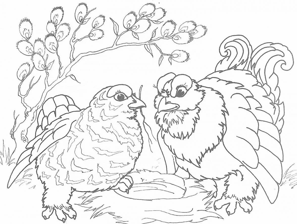 Charming grouse and fox coloring book