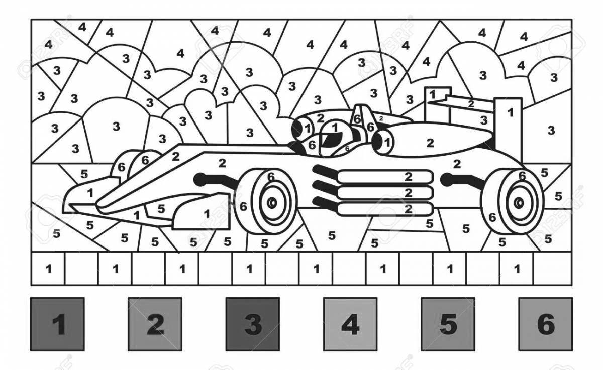 Mystery cars coloring by numbers