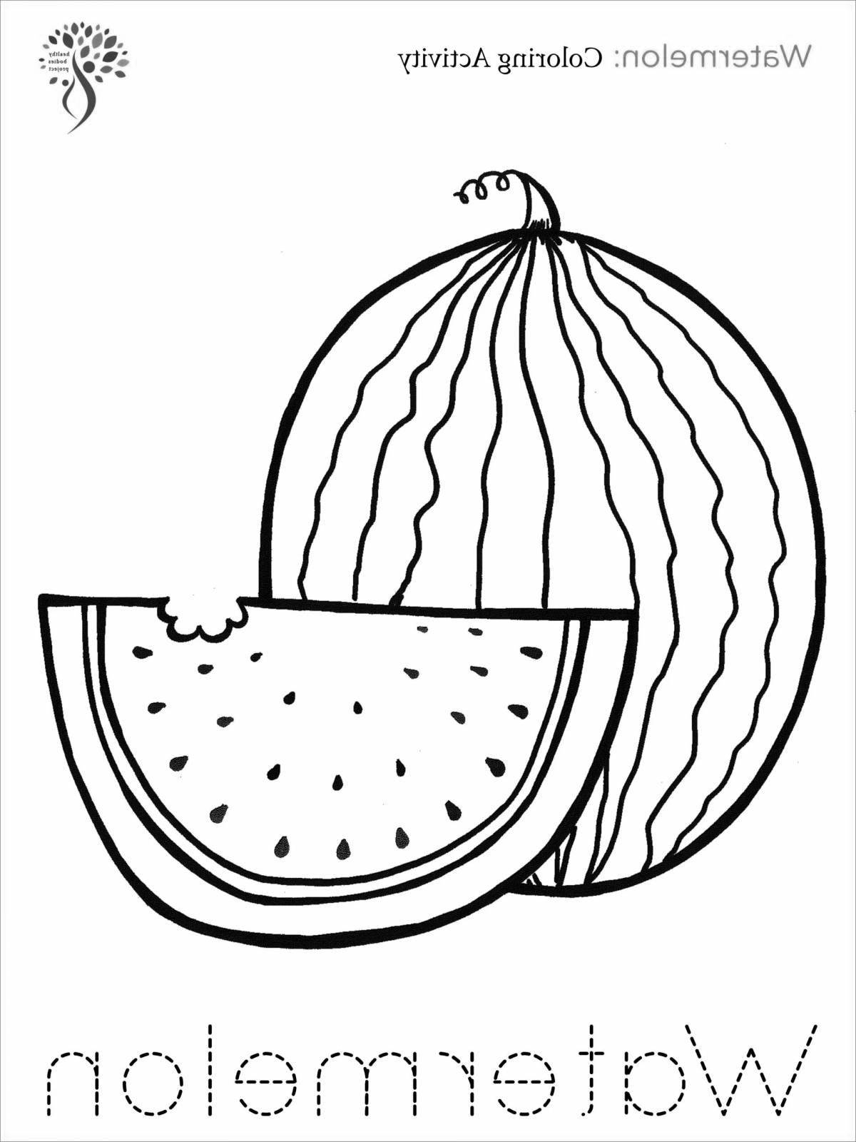 Playful watermelon coloring page