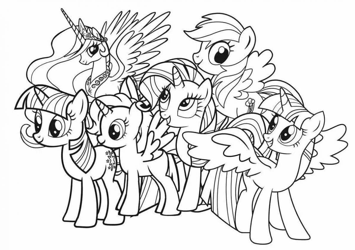 Colorful malital pony coloring game page