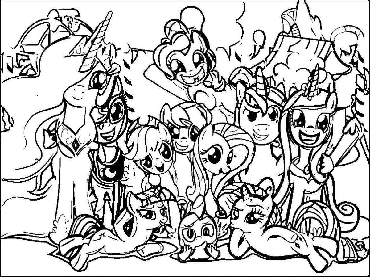 Coloring page glowing malital ponies