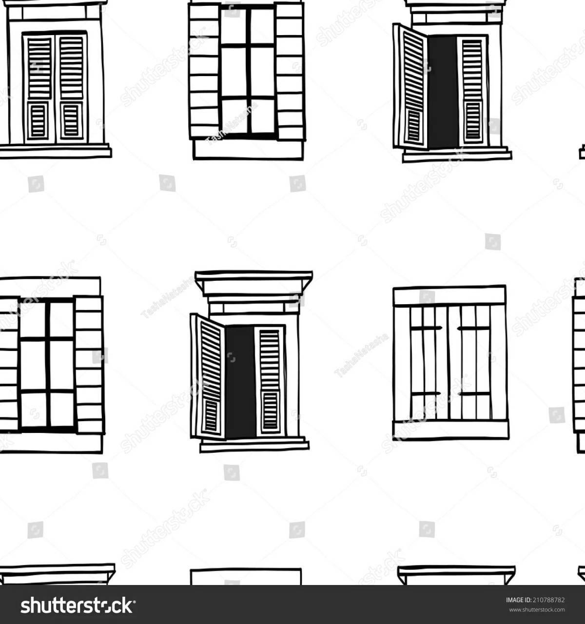 Colored window with shutters