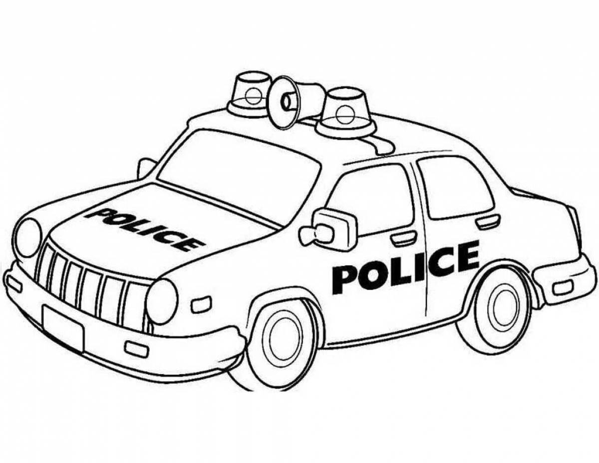 Bold police car coloring page