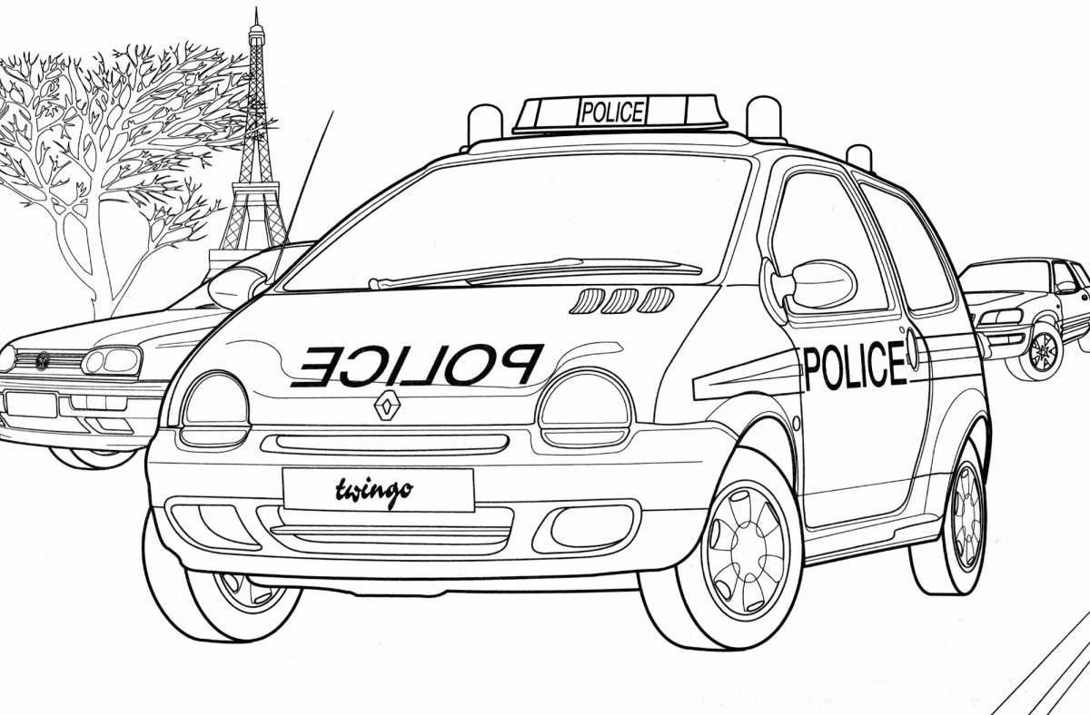 Cute police car coloring page
