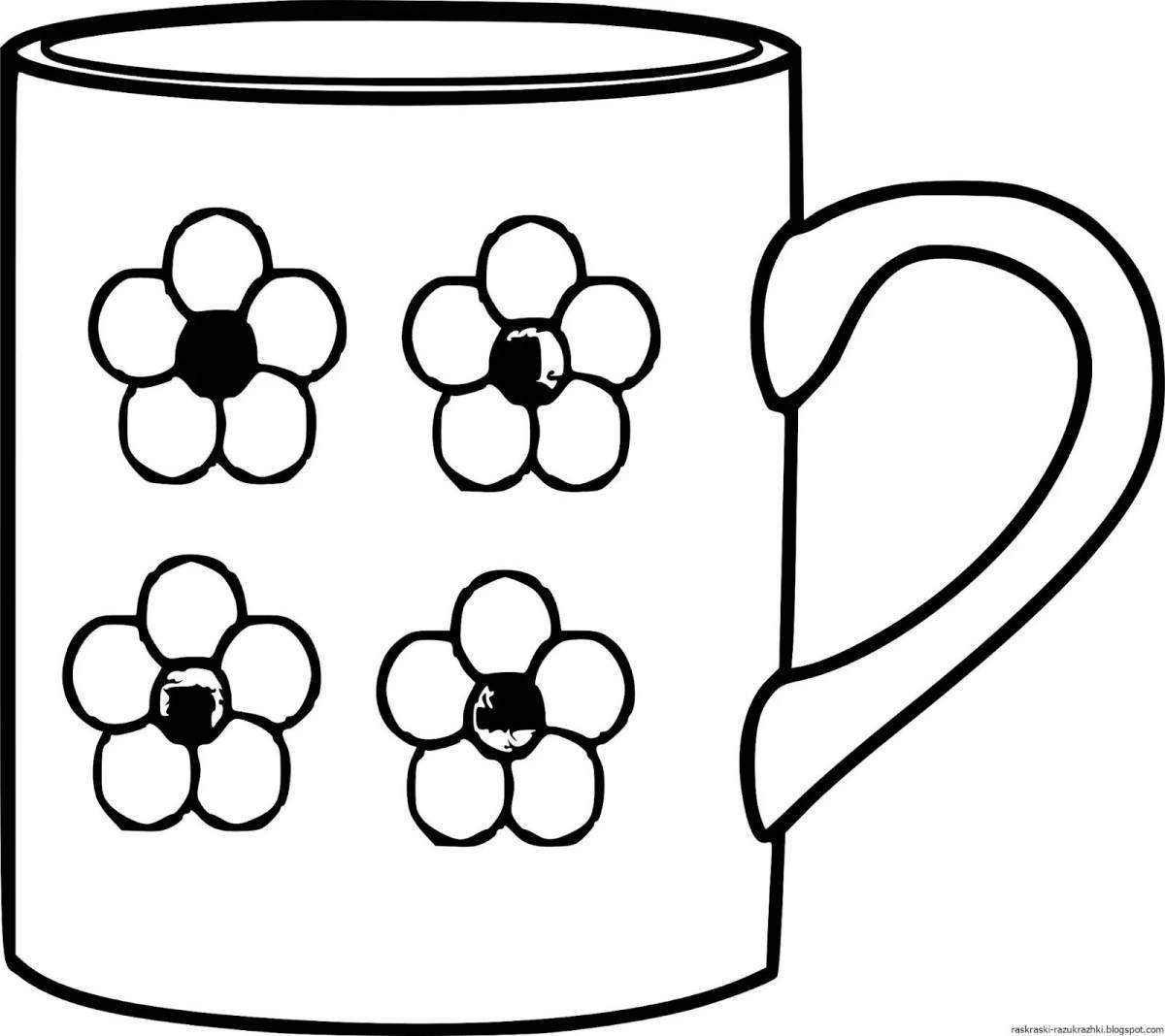 Exciting polka dot mug coloring page