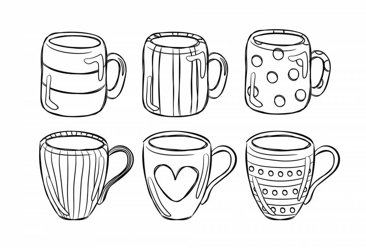 Vivacious polka dot mug coloring page