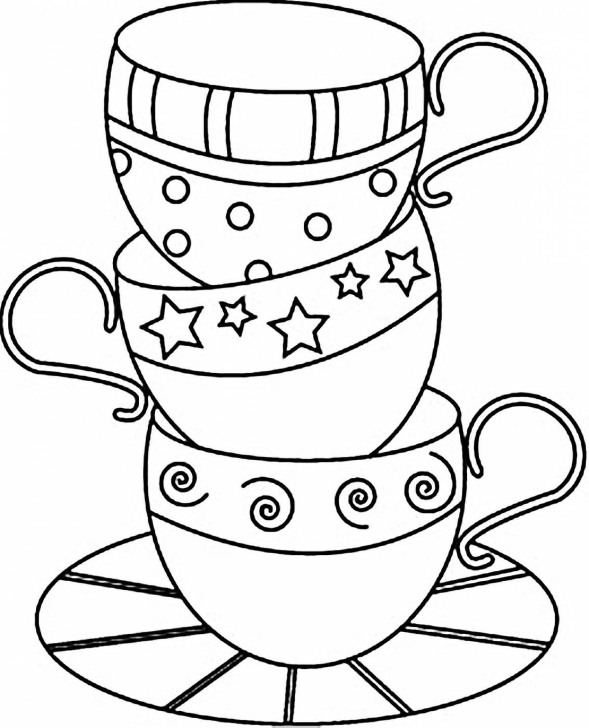Adorable polka dot mug coloring book