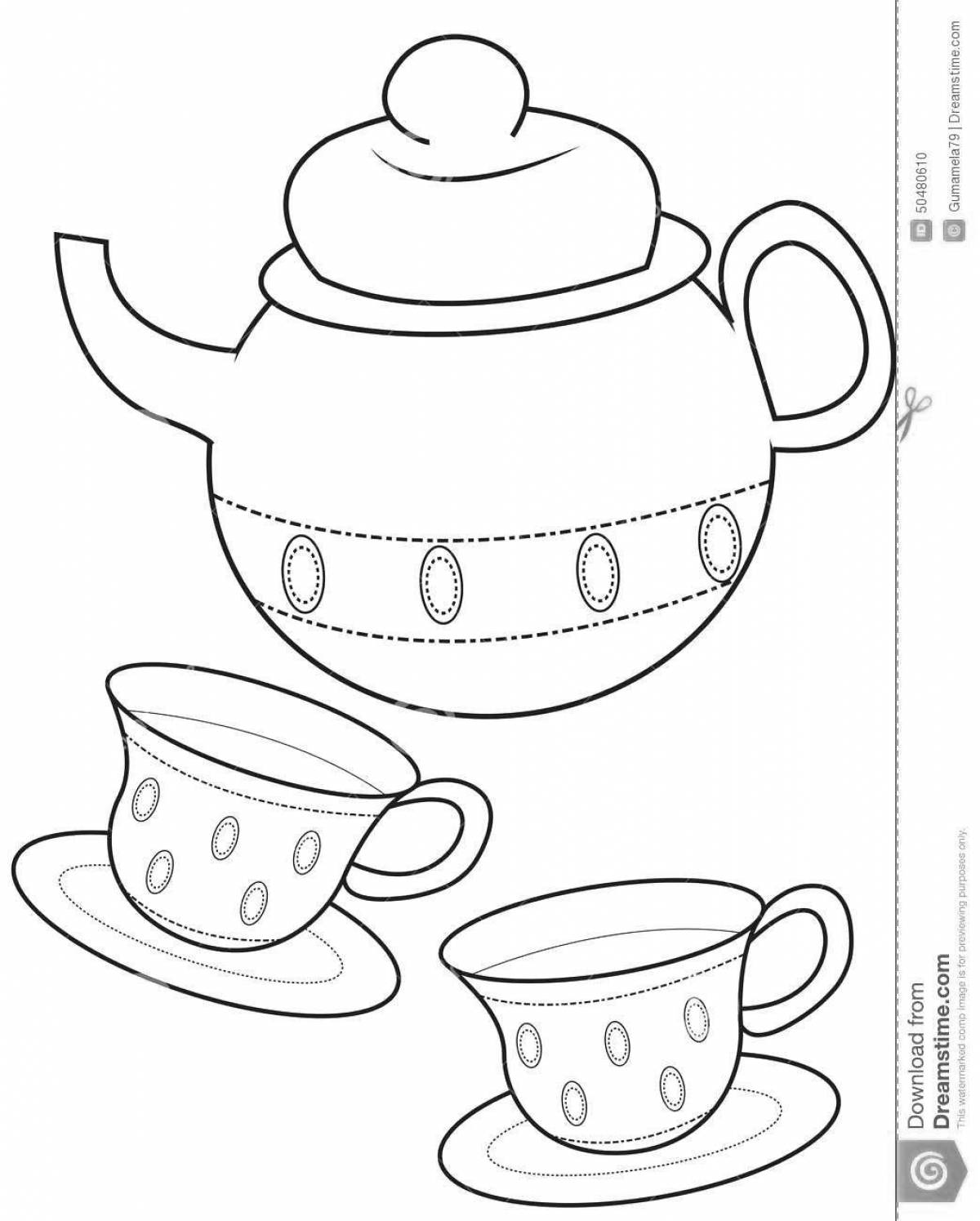 Delightful polka dot mug coloring book