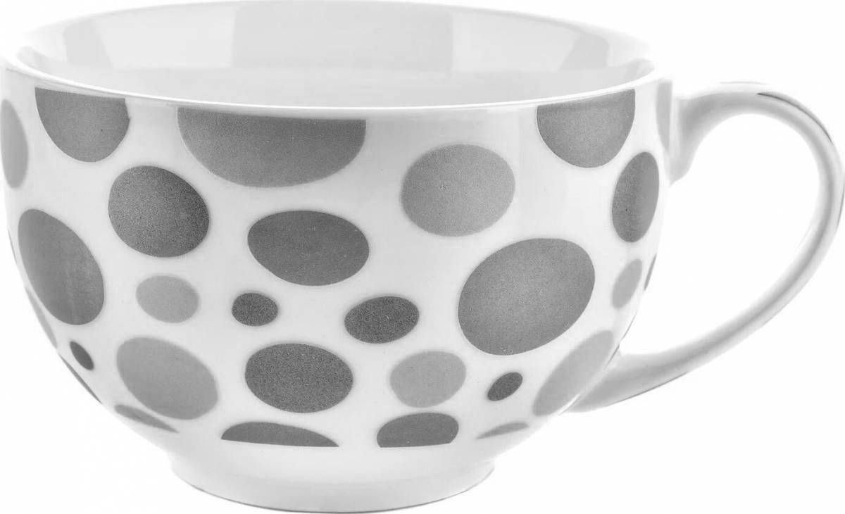 Coloring funny mug with polka dots