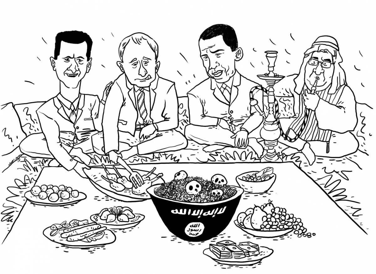 Photo Colorful coloring dastarkhan for children