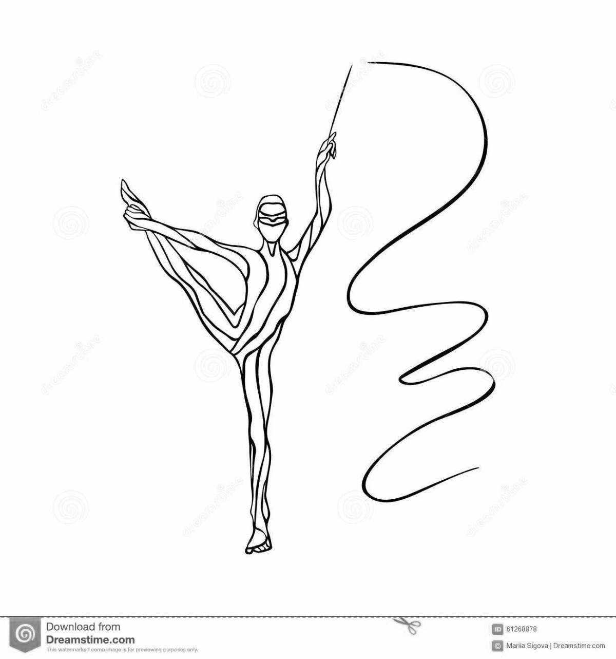 Динамическая гимнастка с лентой
