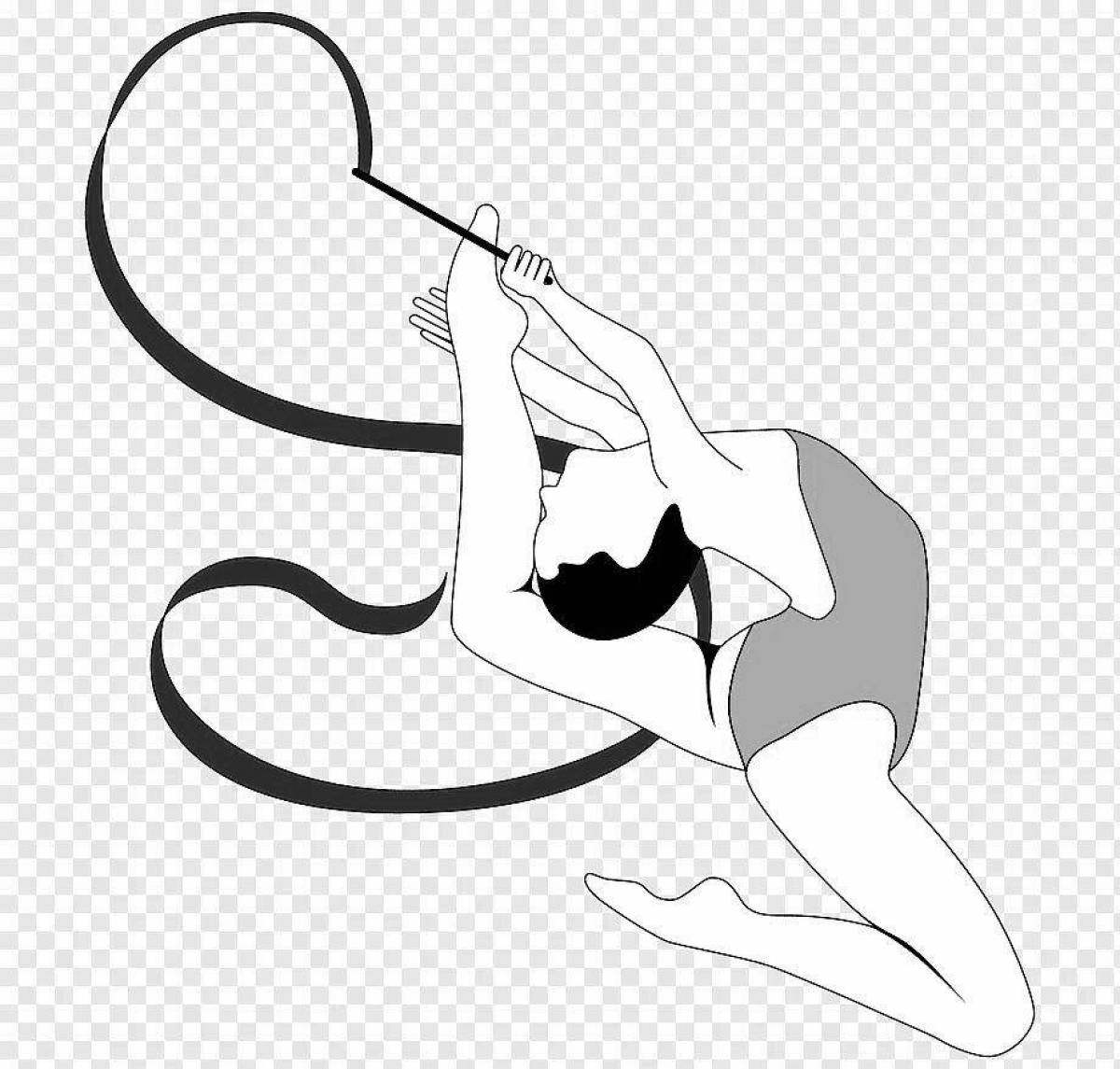 Agile gymnast with ribbon