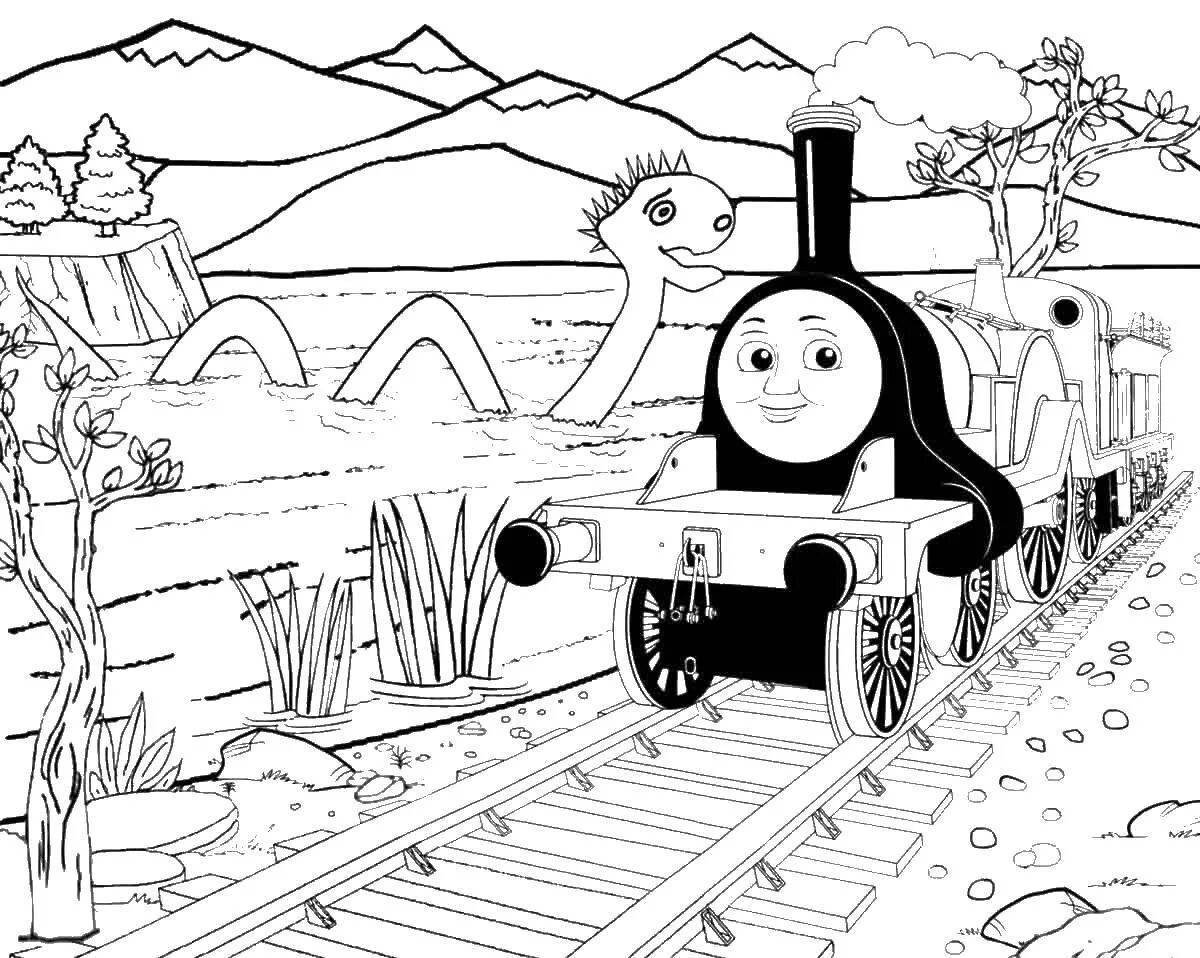 Adorable Thomas the Tank Engine: Scary Coloring Page