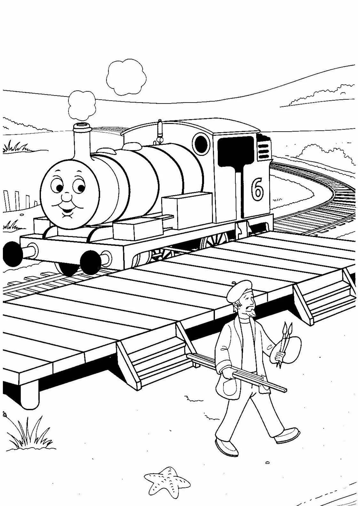 Thomas the Quirky Tank Engine: Scary Coloring Page