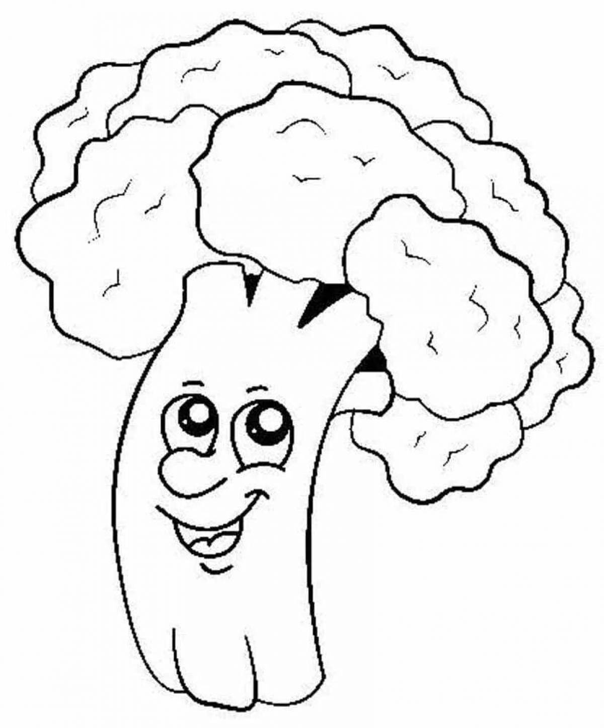 Colorful broccoli coloring book for kids