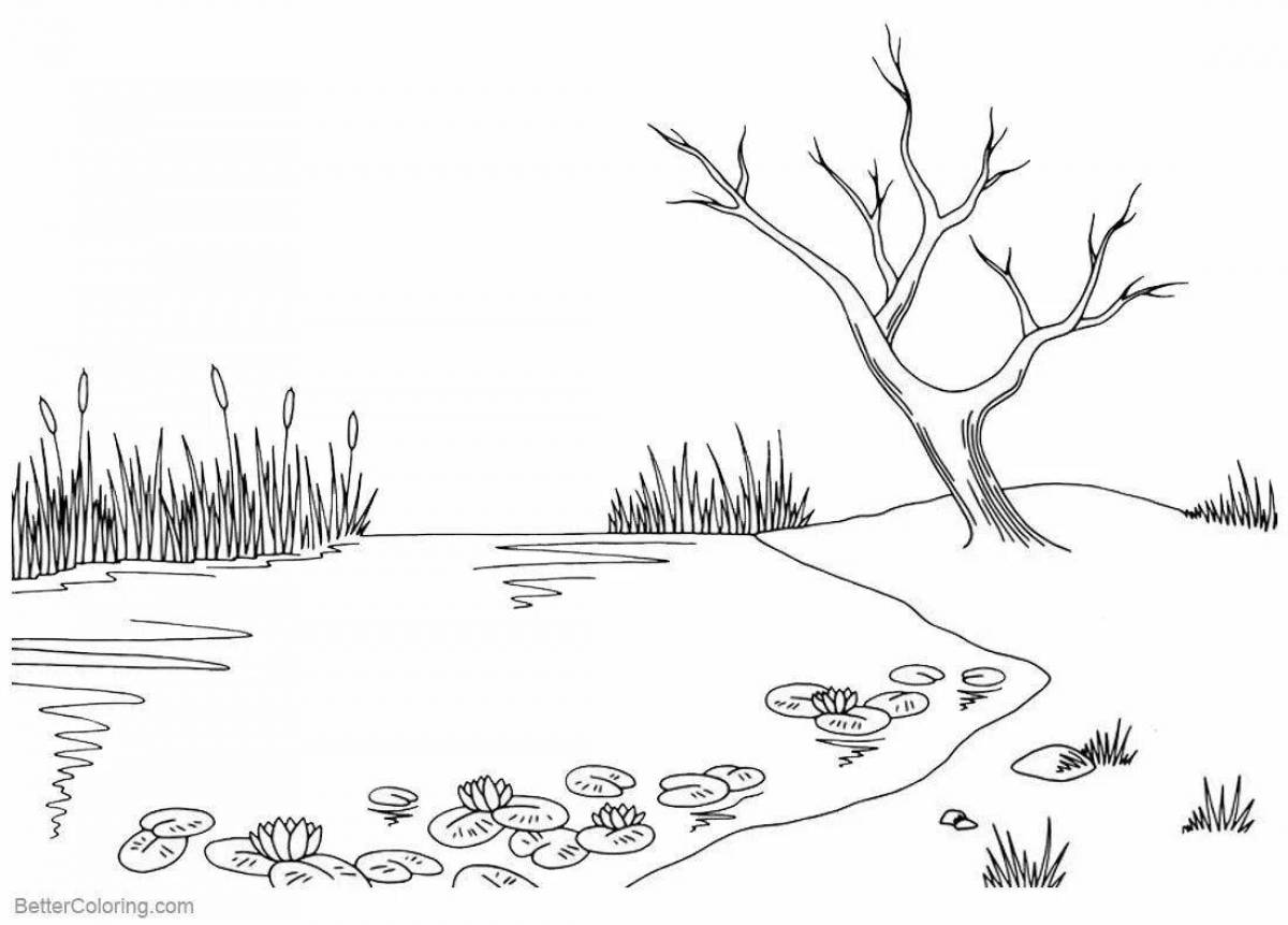 Coloring page amazing reeds in the swamp