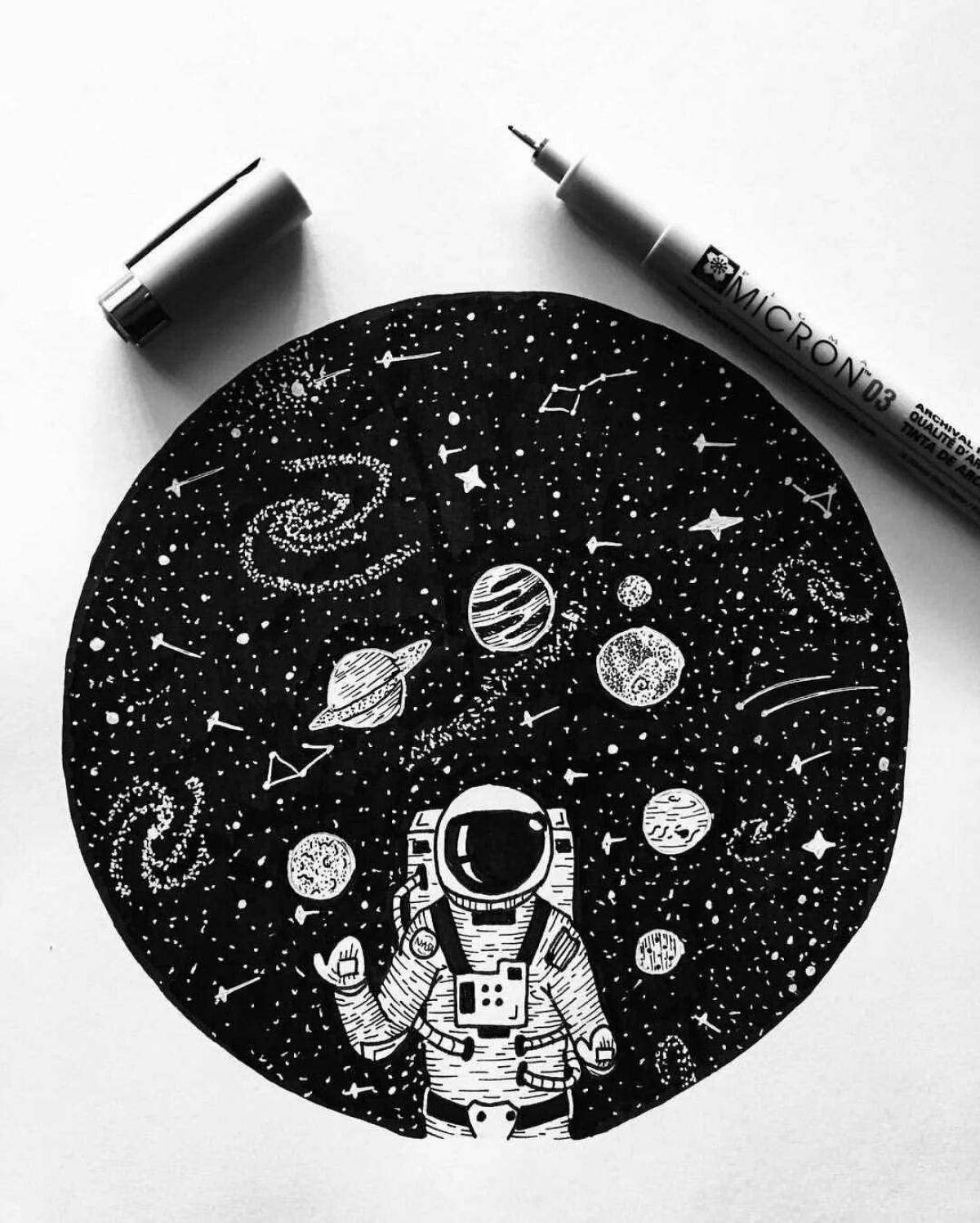 Radiant coloring page black pen circle