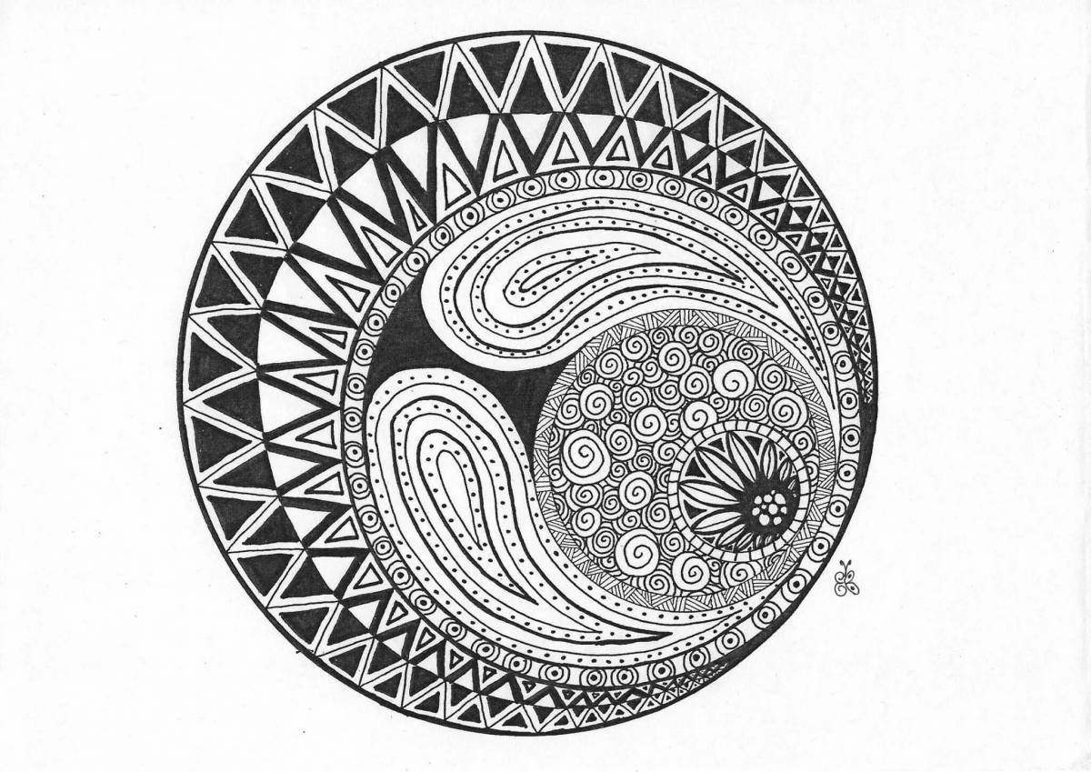 Photo Gentle coloring black pen-circle