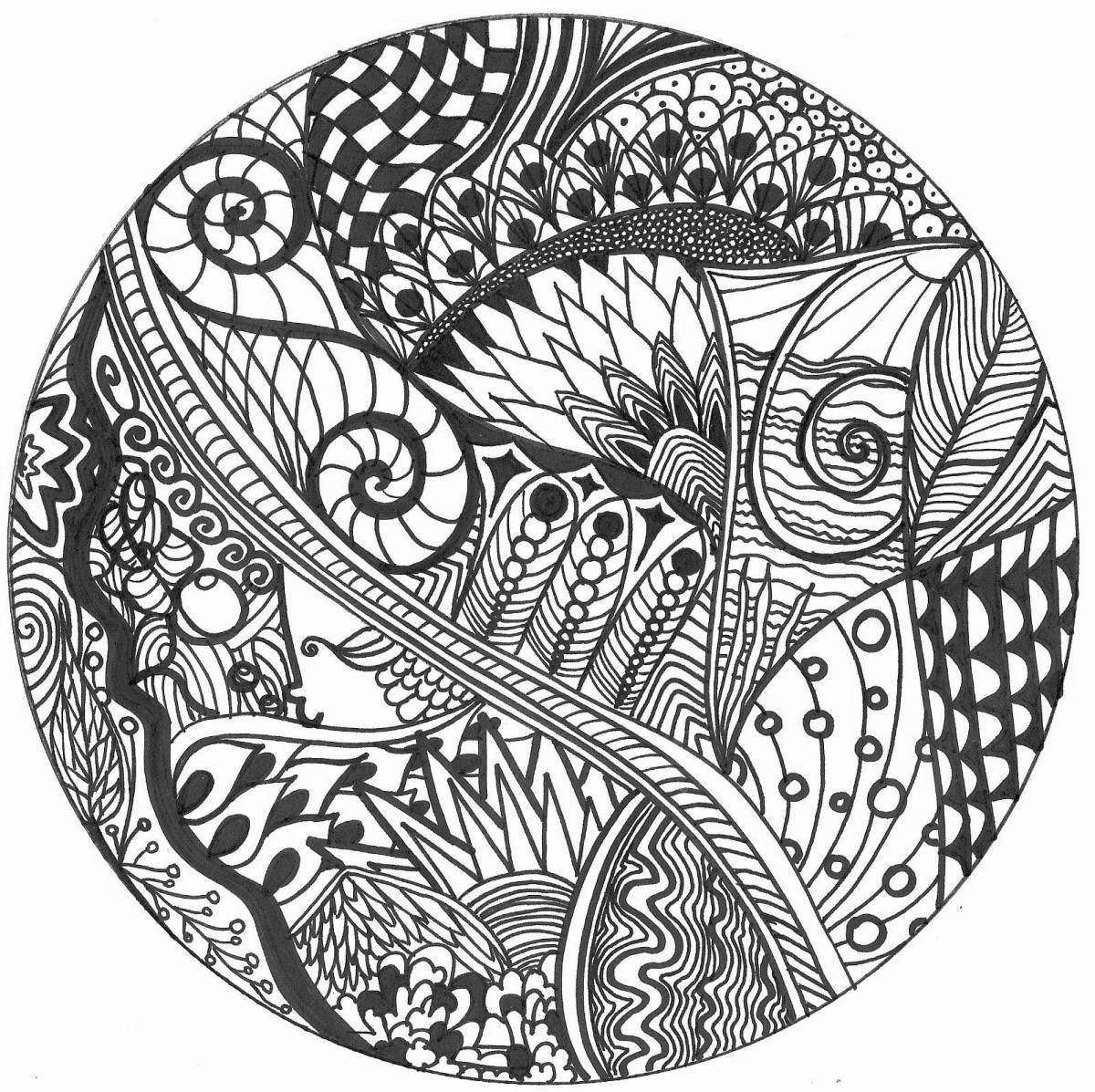 Photo Fancy coloring page black pen circle