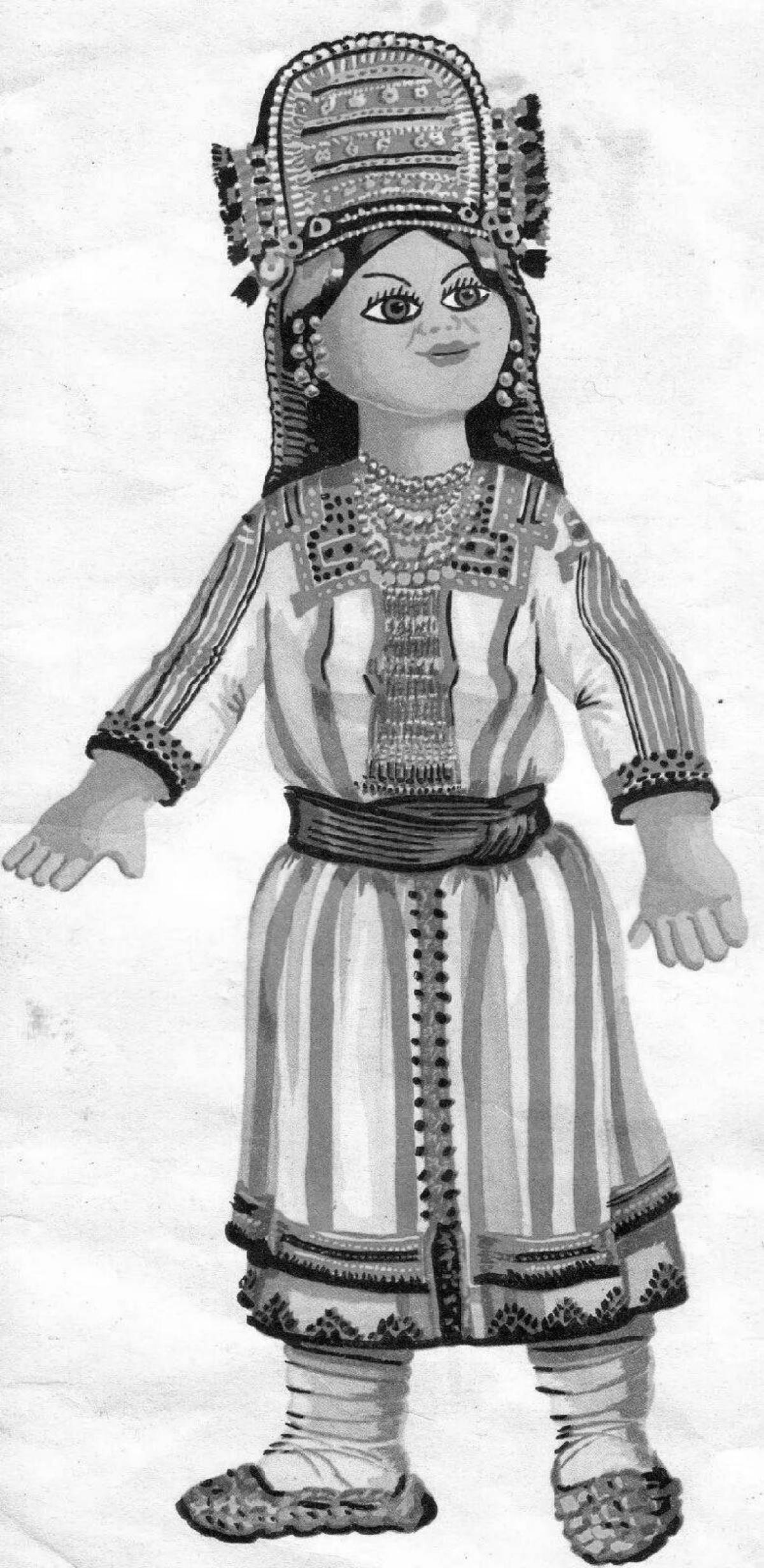 Photo Richly decorated Mordovian national costume