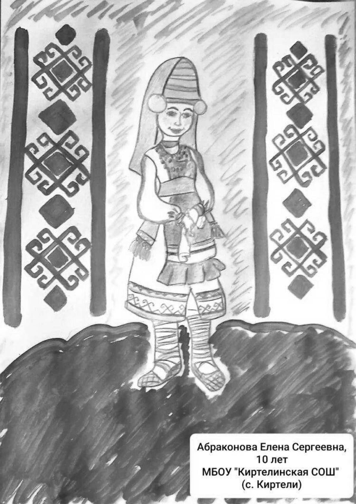 Photo Stylish Mordovian national costume