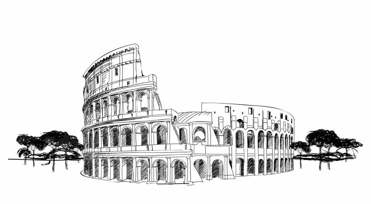 Adorable colosseum coloring book for kids