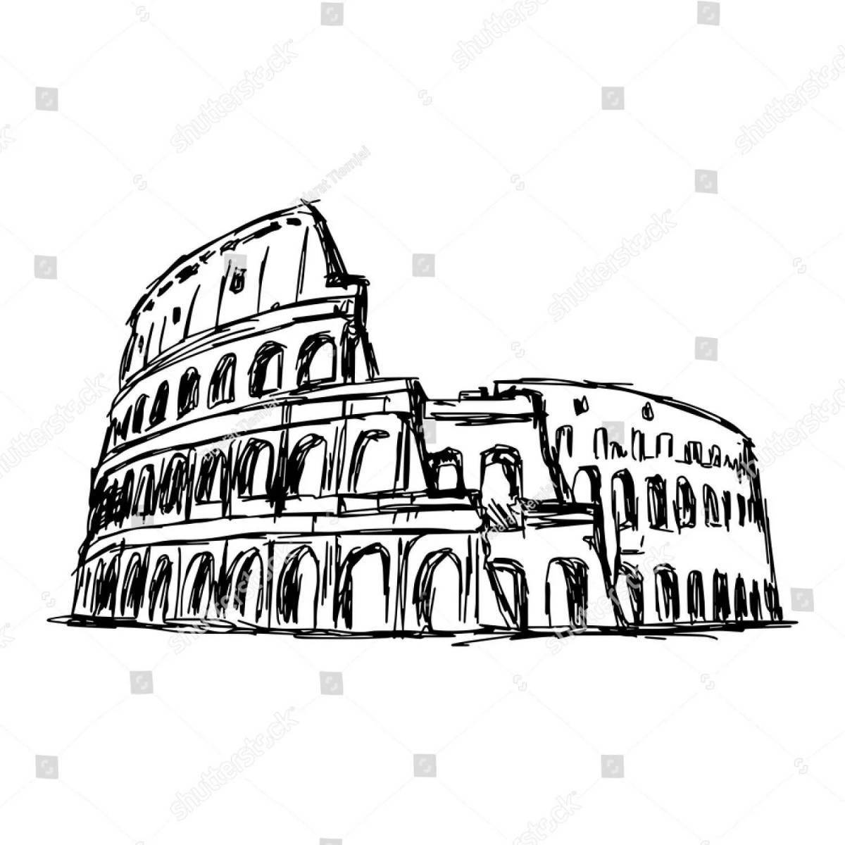 Coloring book shining colosseum for kids