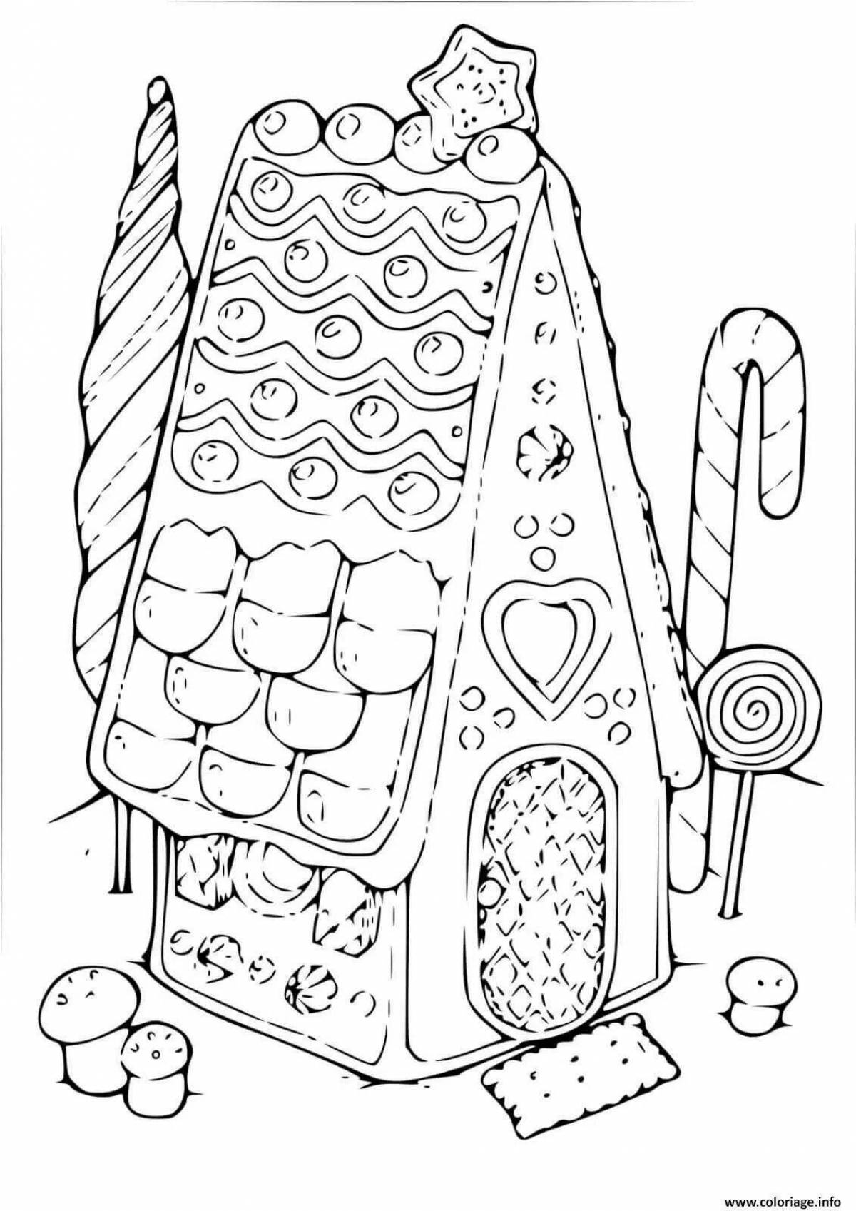Christmas gingerbread house coloring page