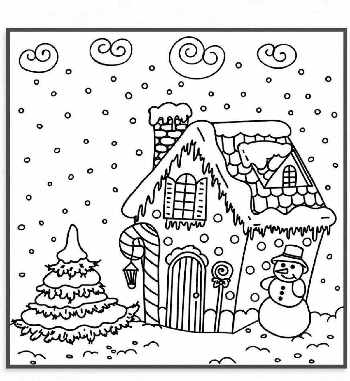Radiant coloring page christmas gingerbread house