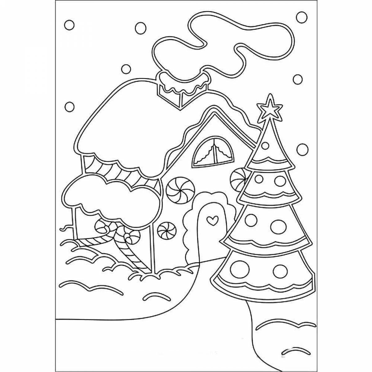 Великолепная раскраска рождественский пряничный домик