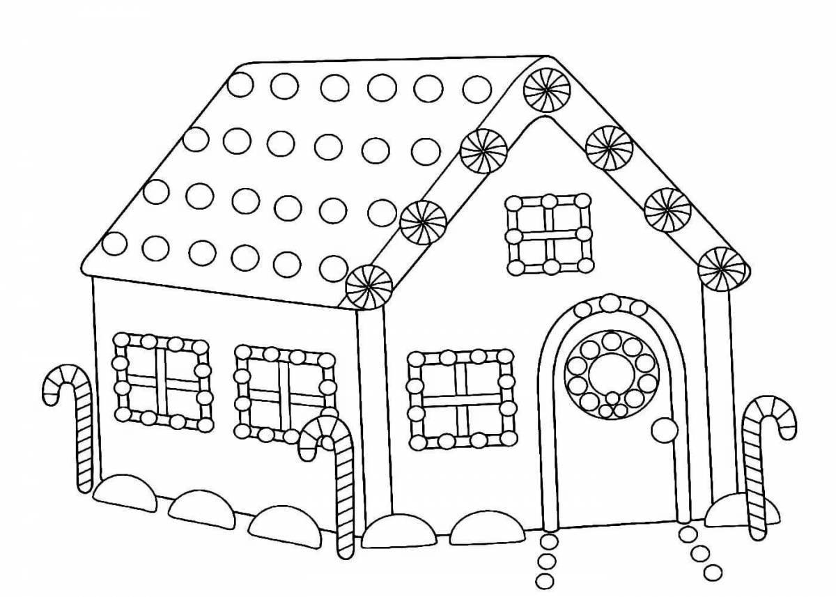 Elegant Christmas gingerbread house coloring book