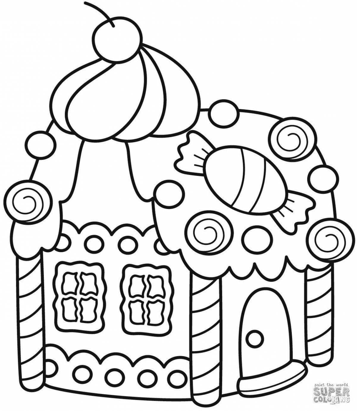 Sweet coloring christmas gingerbread house