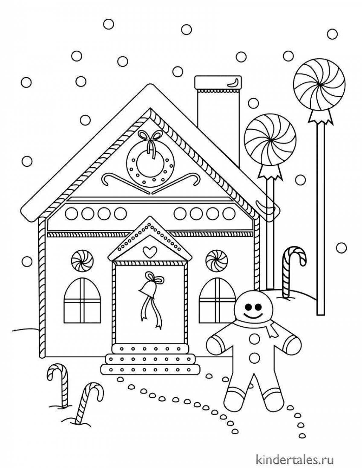 Гламурная раскраска рождественский пряничный домик