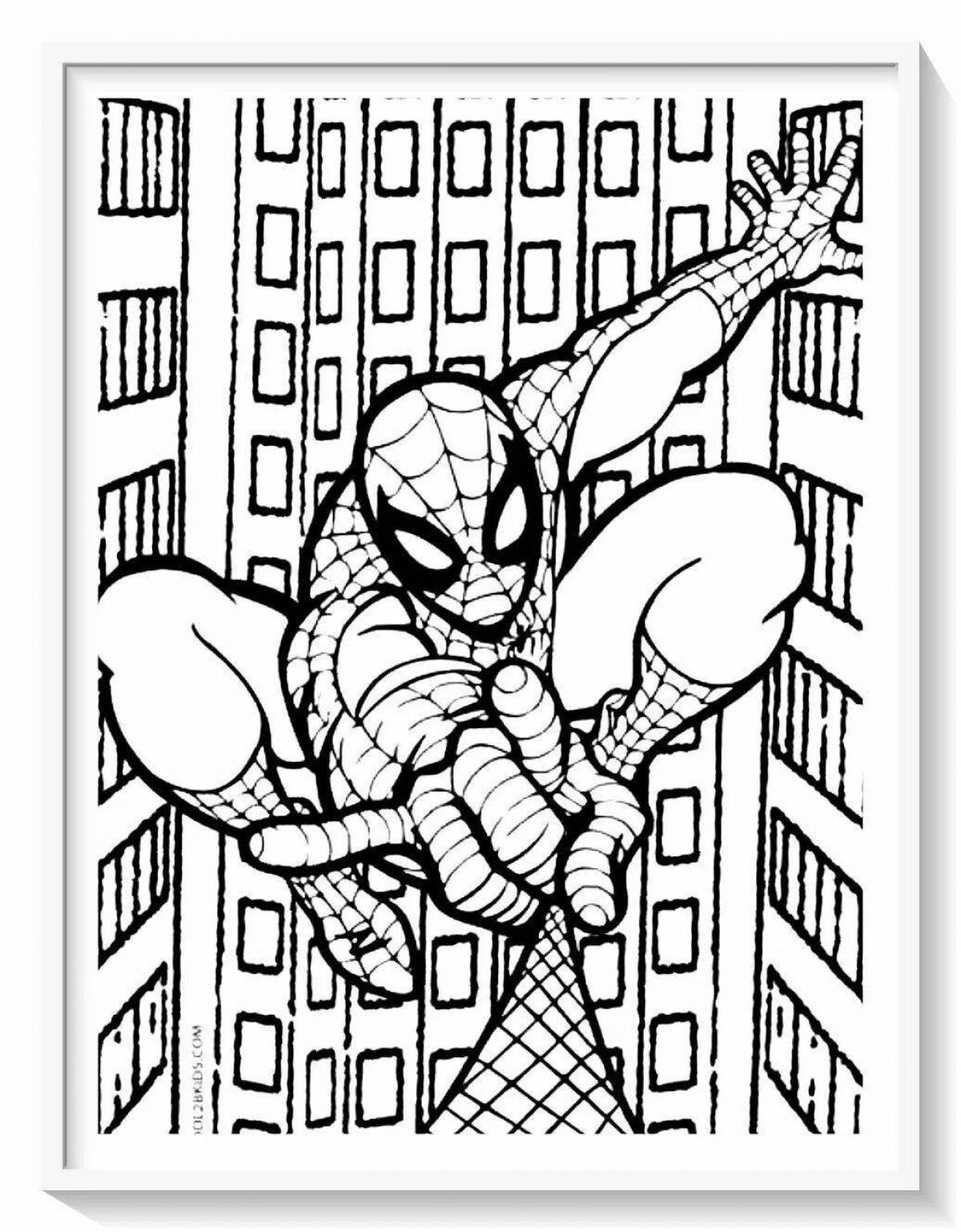 Coloring book peaceful spider-man antistress