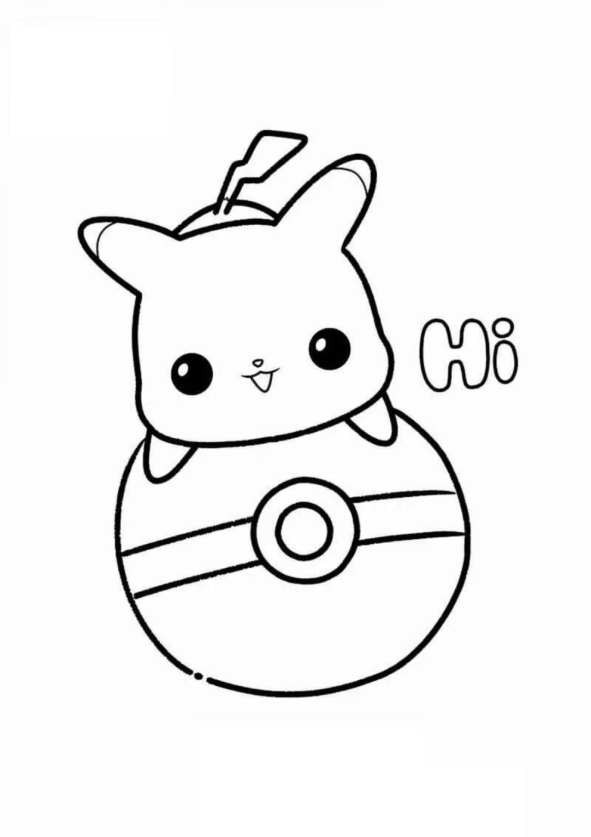 Happy pikachu coloring page