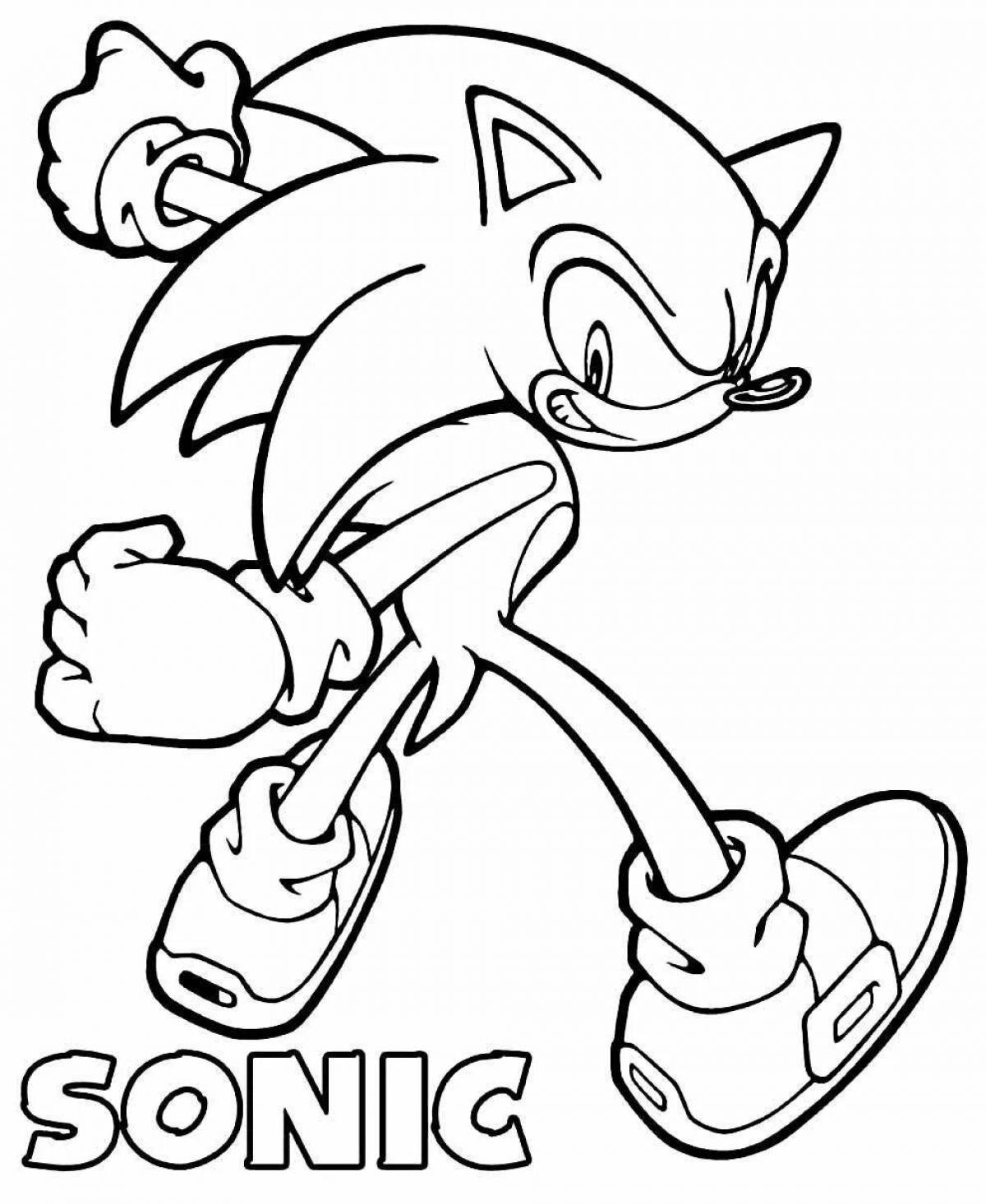 Cute super hedgehog sonic coloring page