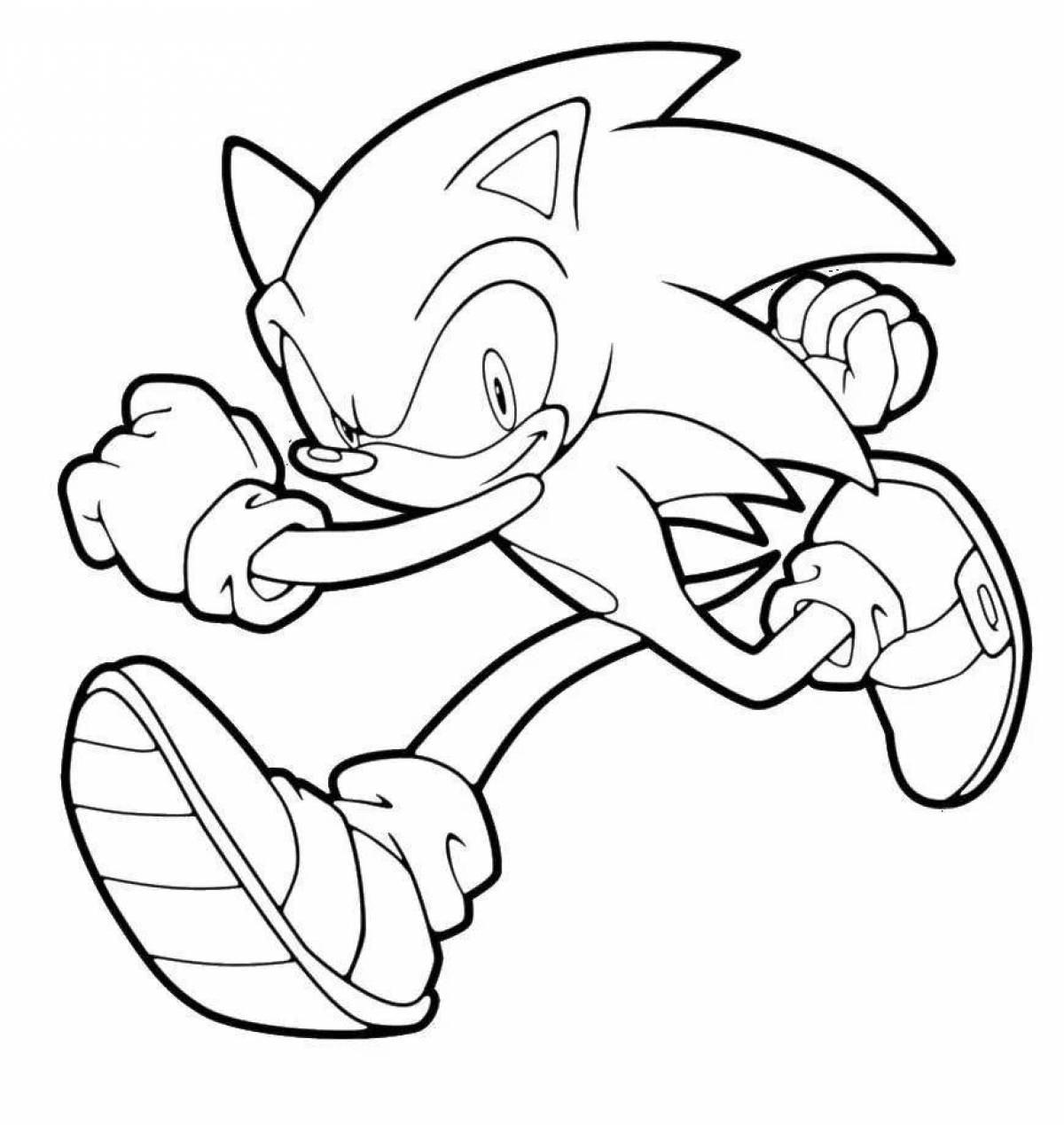 Stylish super sonic the hedgehog coloring page