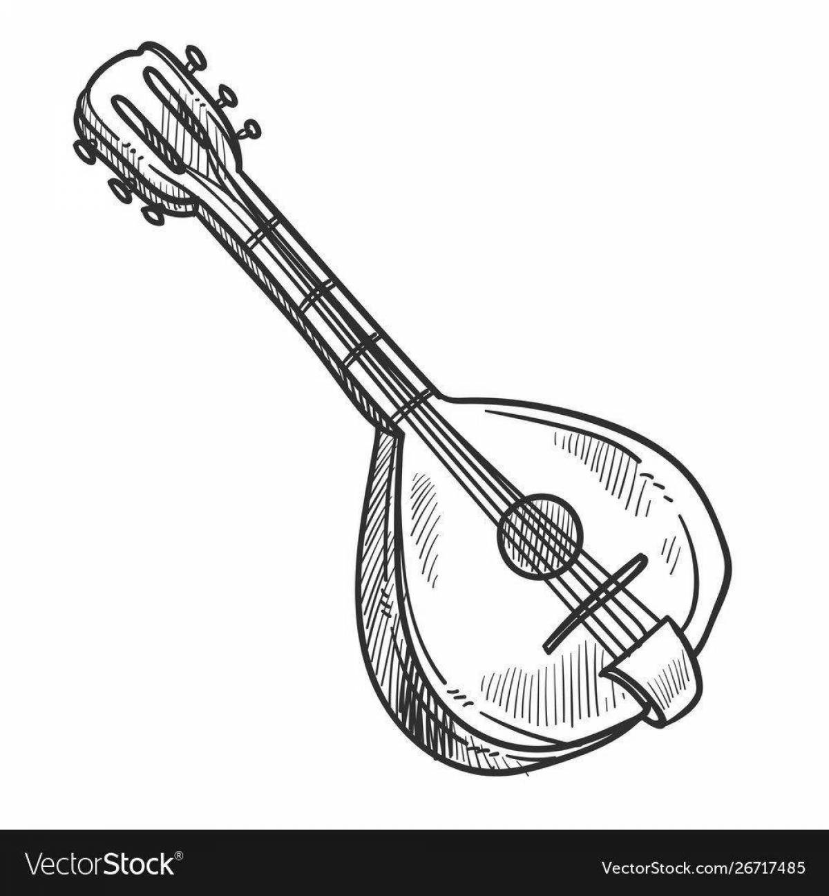 Фото Раскраска великолепный музыкальный инструмент домра