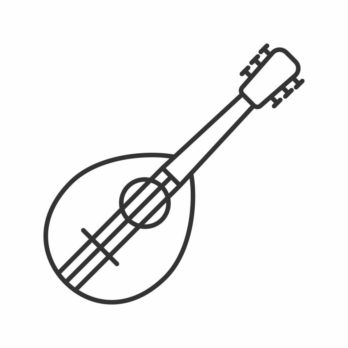 Фото Раскраска эффектный музыкальный инструмент домра