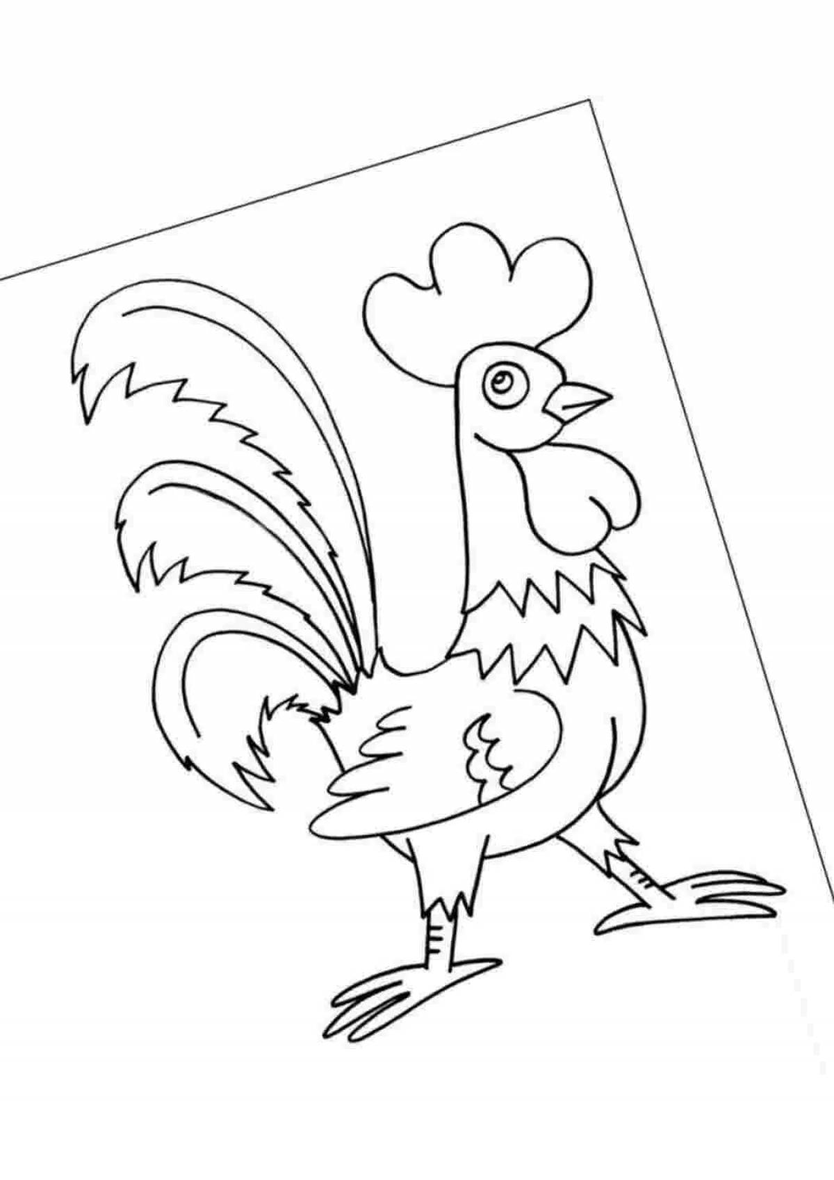 Generous golden rooster coloring