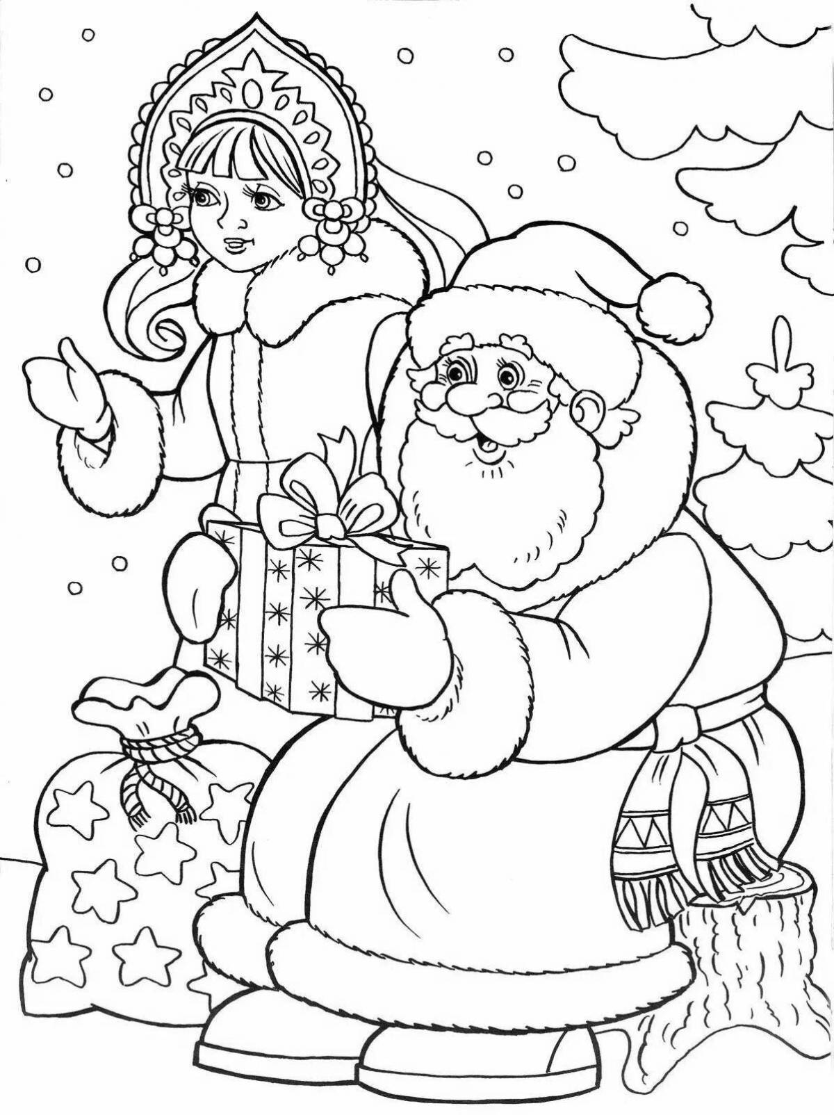 Cheerful santa claus coloring for girls