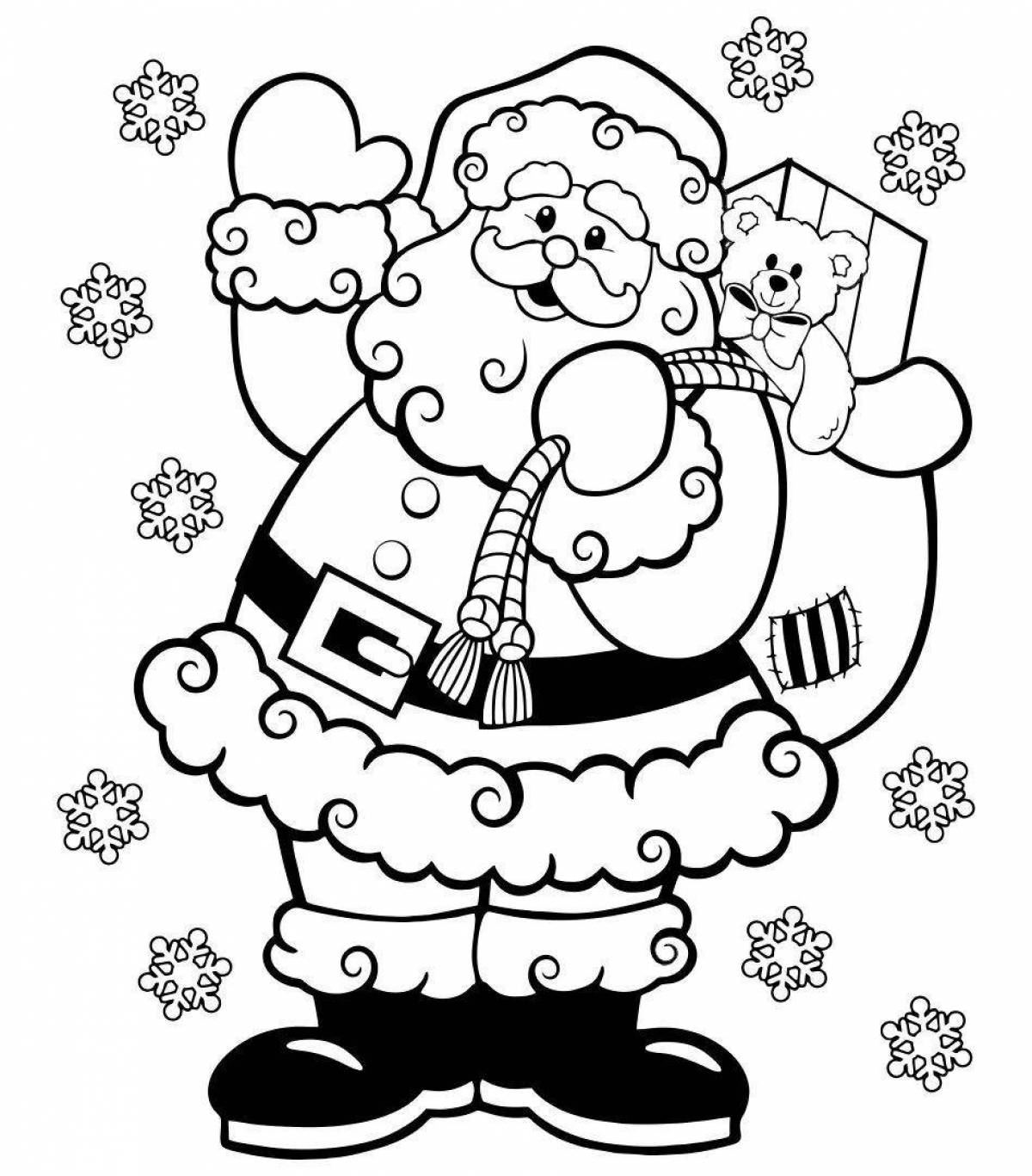 Glowing santa claus coloring page for girls