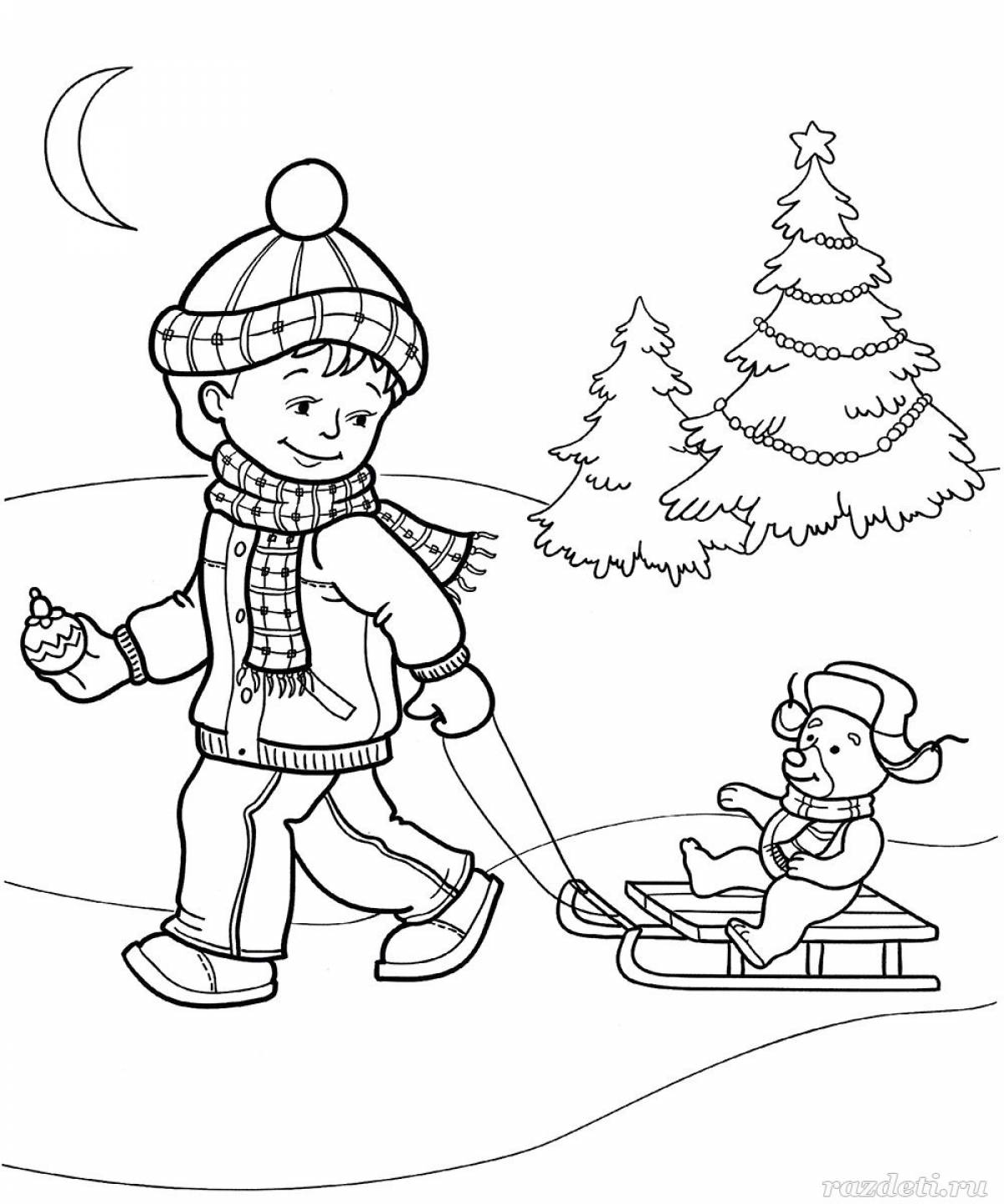 Раскраски зима для детей - Распечатать, Скачать и Онлайн!