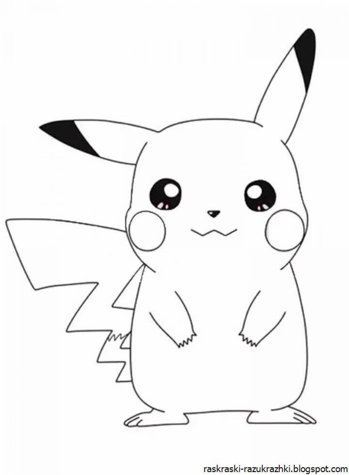 Animated pikachu coloring page for kids